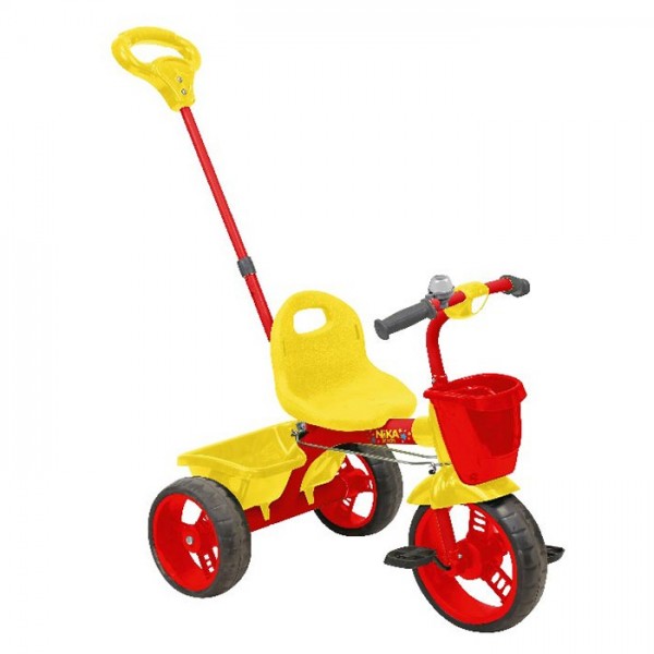 Велосипед трехколесный Ника красный с желтым ВД2/1 с ручкой