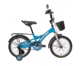 Велосипед двухколесный 14 KG1428 Black Aqua Wave NEW 14 со светящимися колесами, голубой-белый