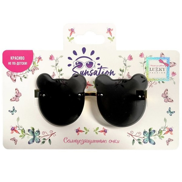  Солнцезащитные очки для детей Мишки,без оправы,цв.стекол черный Т22457 Lukky 